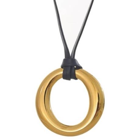 Round black leather necklace